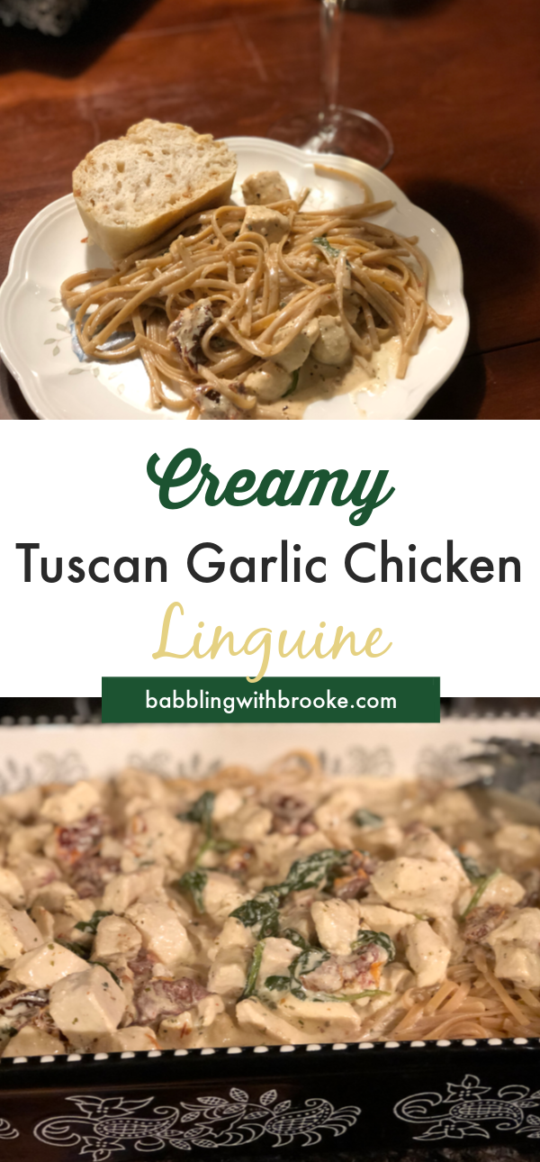 This is an amazing pasta recipe that is not only easy, but delicious too! This creamy tuscan pasta dish takes a whole new meaning to eating dinner in. It can be made in a pasta dish or the chicken can be eaten alone. #italianmeal #tuscanpasta #easypasta #pastrecipe #easydinnerrecipe #creamytuscangarlicchicken #pastarecipes