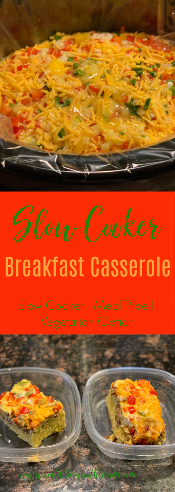 This delicious slow cooker breakfast casserole is so easy to make and perfect for meal prepping! It can be prepped in minutes and made in the slow cooker for a week worths of breakfast! This is also a great breakfast casserole is the perfect recipe for a brunch or a family gathering. #mealprep #mealprepbreakfast #slowcookerbreakfast #breakfastcasserole #mealprepcasserole #vegeterianbreakfastcasserole #slowcooker